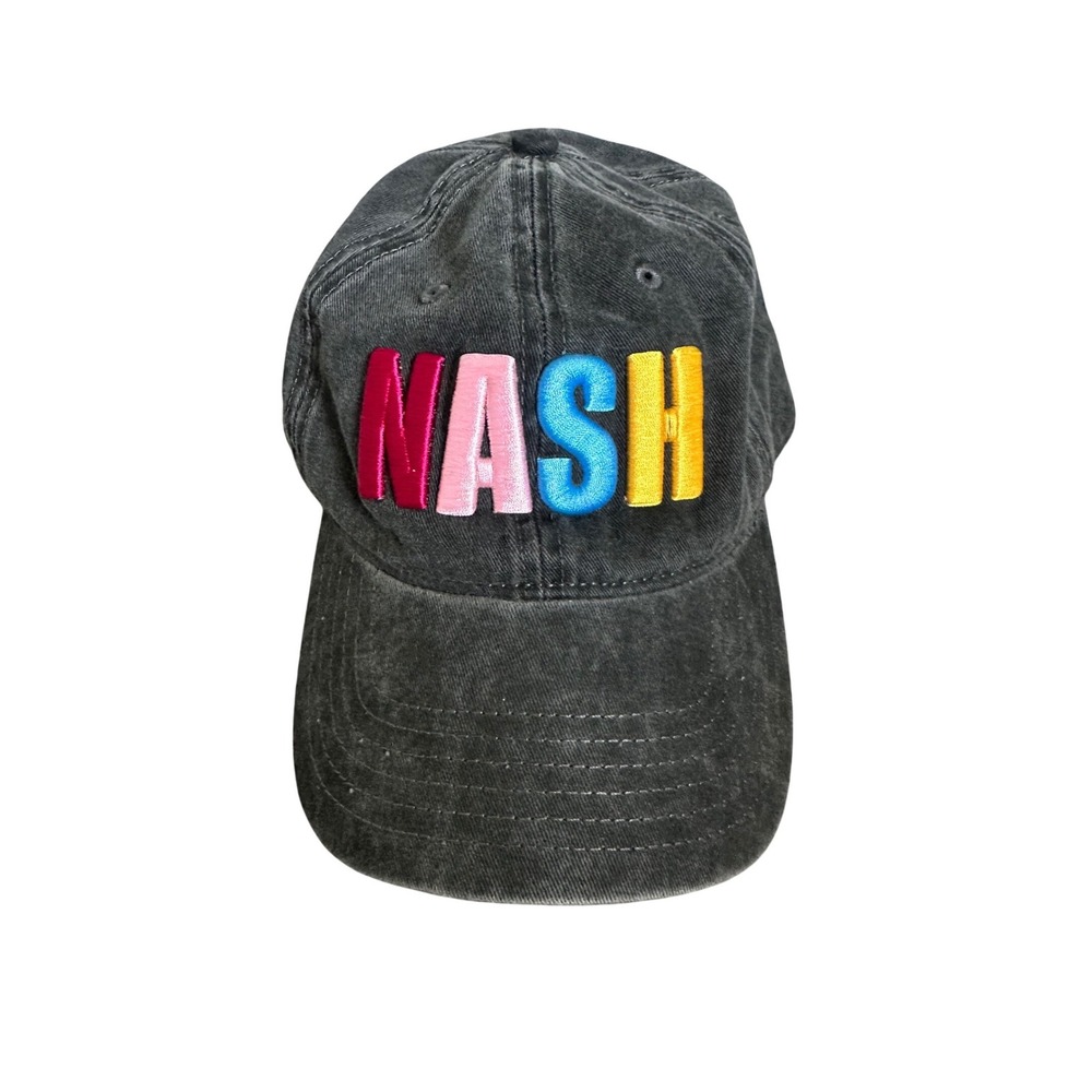 The Game NASH Nashville Baseball Cap Washed Black Multi Color Embroidered‎ Hat